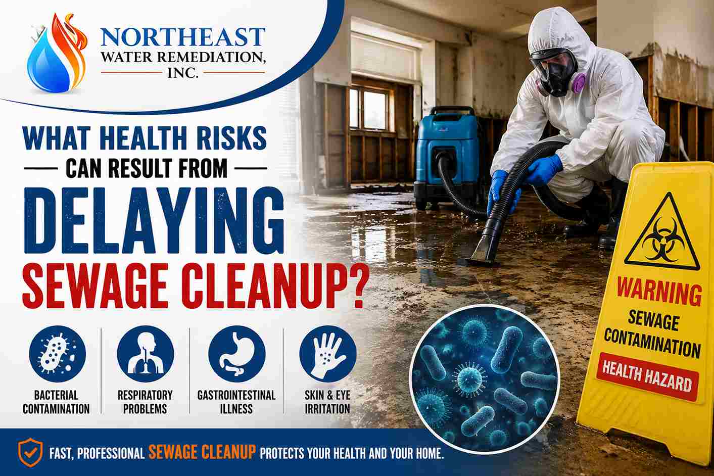 sewage cleanup services provided by Northeast Water Remediation